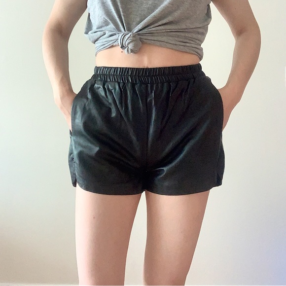 High Rise Faux Leather Shorts - Picture 1 of 8
